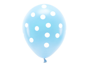 6szt Balony Eco 33 cm pastelowe, Kropki, błękit