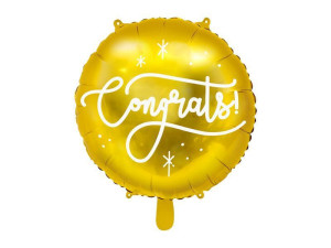 balon foliowy pastylka Congrats! szer:45cm złoty