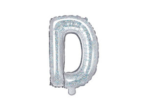 Balon foliowy Litera ''D'', 35cm, holograficzny