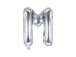 balon foliowy Litera "M" wys:35cm srebrny