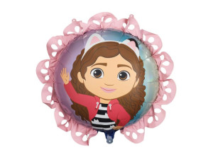 Balon foliowy pastylka z falbanką Koci domek 71cm