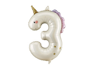 Balon foliowy Cyfra ''3'' Jednorożec wys:120cm