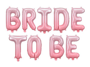 napis z balonów foliowych Bride to be satynowy róż
