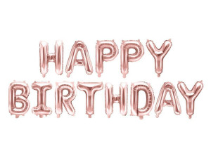 napis z balonów foliowych Happy Birthday