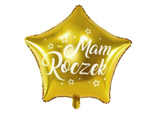 balon foliowy gwiazdka "Mam Roczek" wys:40cm złoty