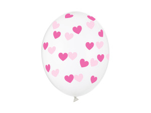 50szt Balony 30cm, Serduszka, Crystal Clear