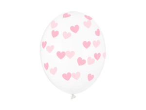 50szt Balony 30cm, Serduszka, Crystal Clear