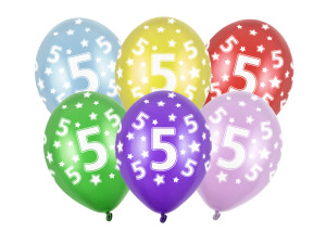 50szt Balony 30cm, 5th Birthday, Metallic Mix