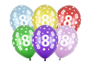 50szt Balony 30cm, 8th Birthday, Metallic Mix