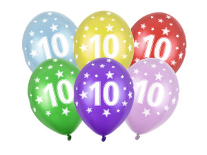 50szt Balony 30cm, 10th Birthday, Metallic Mix