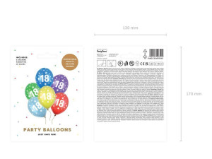 6szt balony 30cm 18th Birthday Metallic Mix