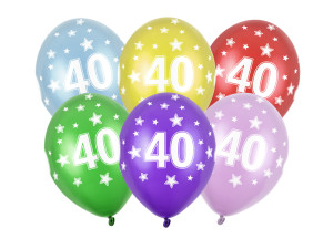 50szt Balony 30cm, 40th Birthday, Metallic Mix