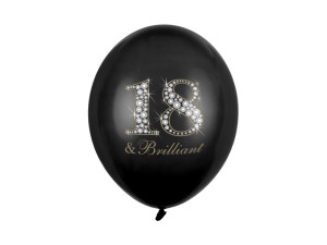 50szt Balony 30cm, 18 & Brilliant, Pastel Black