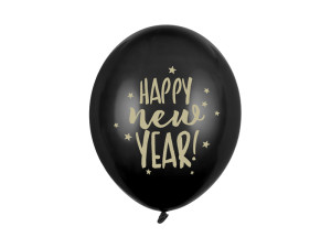 50szt Balony 30cm, Happy New Year, Pastel Black