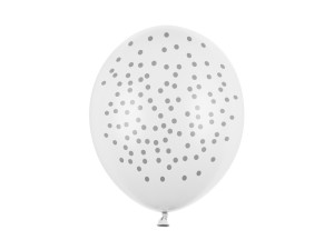 50szt Balony 30cm, Kropki, Pastel Pure White