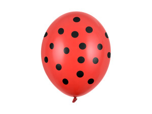 6szt Balony 30cm, Kropki, Pastel Poppy Red
