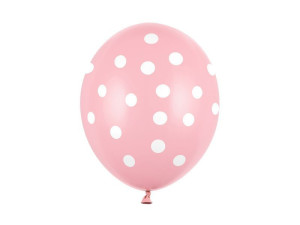 50szt balony 30cm jasnoróżówe w białe grochy