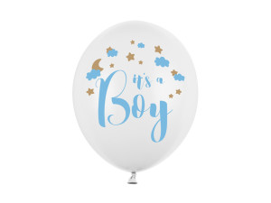 50szt Balony 30cm, It's a Boy, Pastel Pure White
