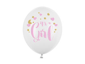 50szt Balony 30cm, It's a Girl, P. Pure White