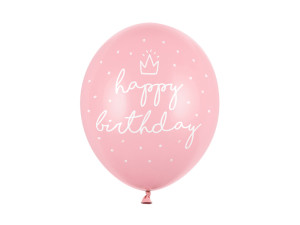 50szt Balony 30cm, happy birthday, P. Baby Pink