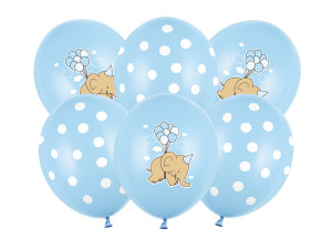 50szt Balony 30cm, Słonik, Pastel Baby Blue Mix
