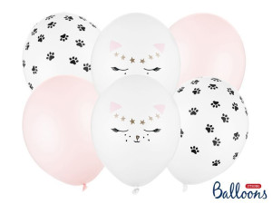 6szt balony 30cm Kotek mix