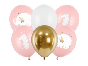 6szt Balony 30 cm Roczek Pastel Pale Pink