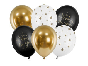 6szt Balony 30 cm Happy New Year
