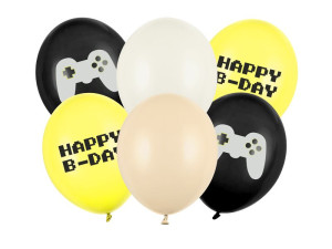6szt balony 30cm Happy B-day, mix