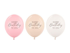 50szt Balony 30 cm, Happy Birthday, mix różowy