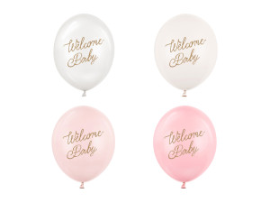 50szt Balony 30 cm, Welcome Baby, mix różowy