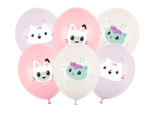 6szt Balony 30 cm Koci Domek Gabi