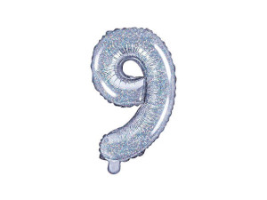 balon foliowy Cyfra "9" wys:35cm holograficzny