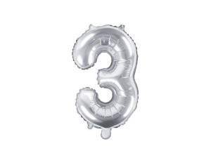 balon foliowy wys:40cm(16") Cyfra "3" srebrny