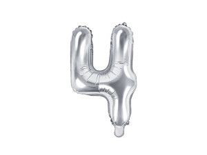 balon foliowy wys:40cm(16") Cyfra "4" srebrny