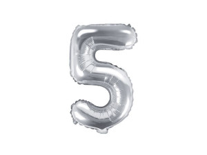 balon foliowy wys:40cm(16") Cyfra "5" srebrny