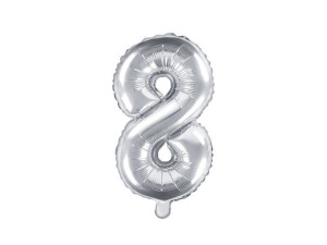 balon foliowy wys:40cm(16") Cyfra "8" srebrny
