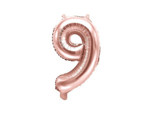 balon foliowy wys:40cm(16") Cyfra "9" rosegold