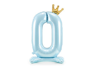 stojący balon cyfra ''0'' 103cm(40") błąkitny