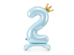 stojący balon cyfra ''2'' 103cm(40") błąkitny