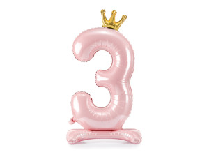 stojący balon cyfra ''3'' 103cm(40") różowy