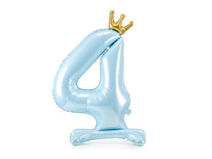 stojący balon cyfra ''4'' 103cm(40") błąkitny