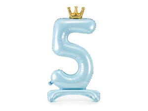 stojący balon cyfra ''5'' 103cm(40") błąkitny