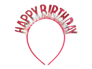 Opaska Happy Birthday 18cm x 18cm różowy