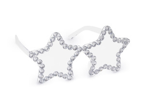 Okulary Gwiazdy z diamencikami 14,5cm x 7cm srebrny