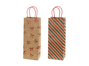 6szt. Torebki prezentowe Paski i kokardy 12,5 x 33,5 x 9cm kraft