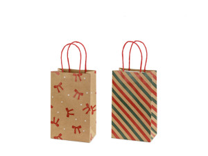6szt. Torebki prezentowe Paski i kokardy 13 x 21 x 8cm kraft