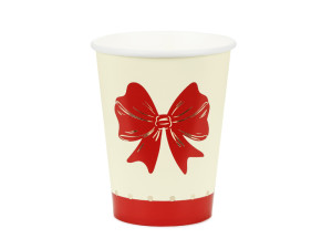 6szt. Kubeczki Kokarda 250 ml czerwono-beżowy
