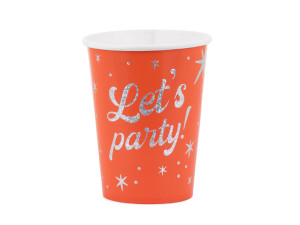 6szt. Kubeczki Let's party! 250 ml pomarańczowy