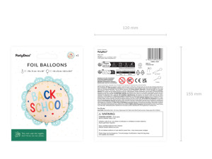 Balon foliowy pastylka z falbanką Back to school 52cm x 52cm kremowo-niebieski